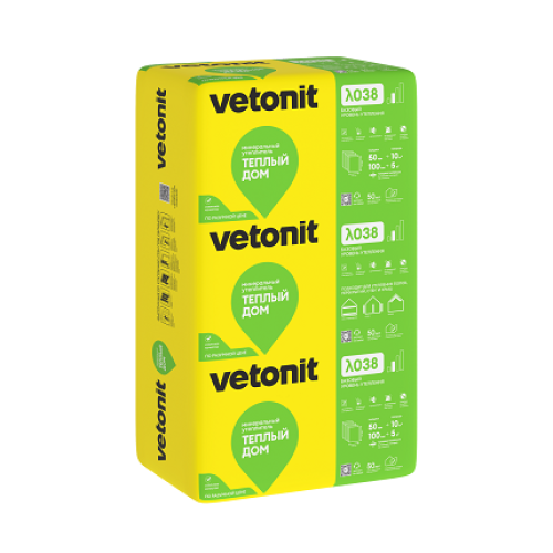 Vetonit Теплый Дом Плита 100x610х1170 мм, (V - 0,5 м3; 5 м2; 7 листов)